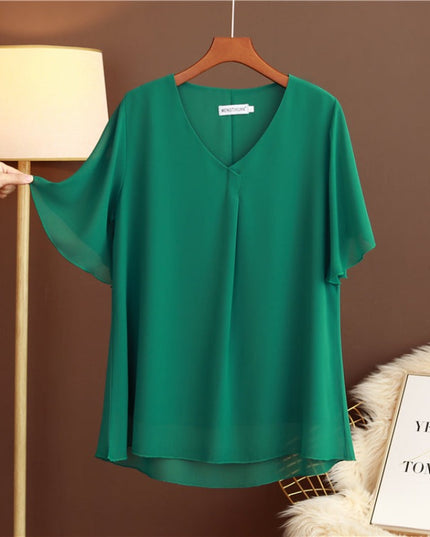 Damski T-shirt elegancki ze zwiewnego materiału