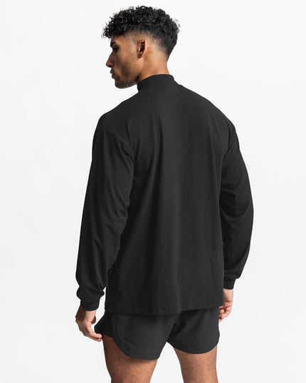 Męska koszulka z długim rękawem z półgolfem o luźnym kroju