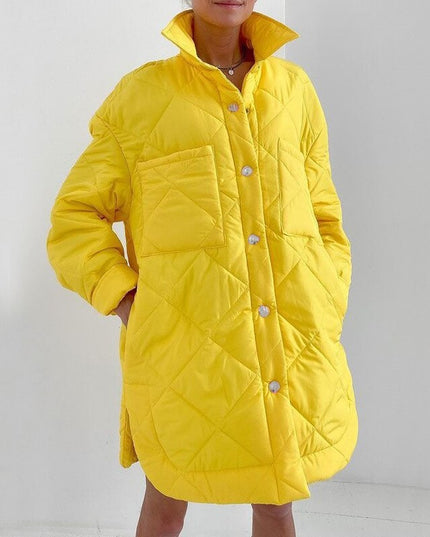 Damska kurtka zimowa pikowana z kieszeniami