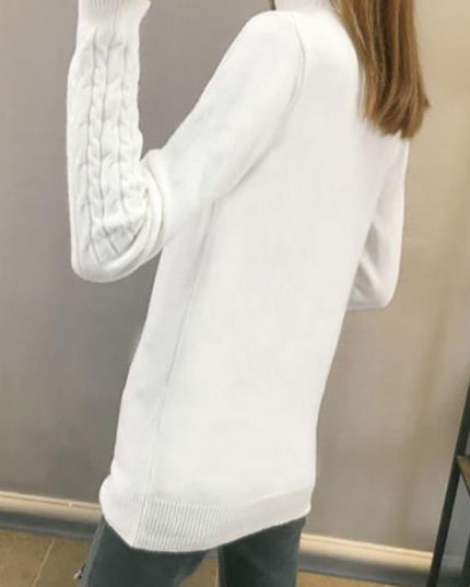 Damski sweter typu golf z plecionką