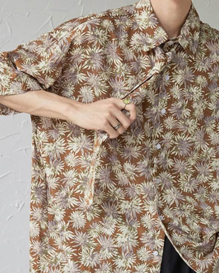Męska koszula letnia oversize w kwiaty