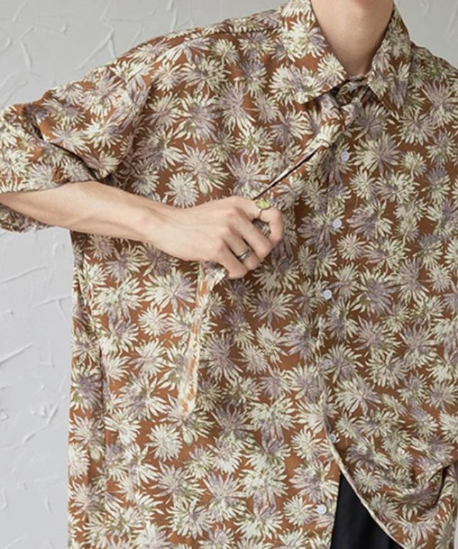 Męska koszula letnia oversize w kwiaty