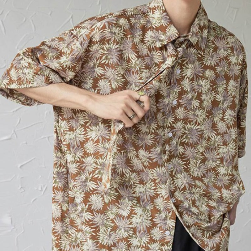 Męska koszula letnia oversize w kwiaty