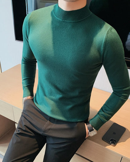 Męski sweter typu golf o dopasowanym kroju