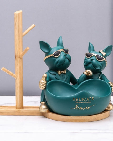 Figurka funkcjonalna buldog francuski z miseczką i haczykiem