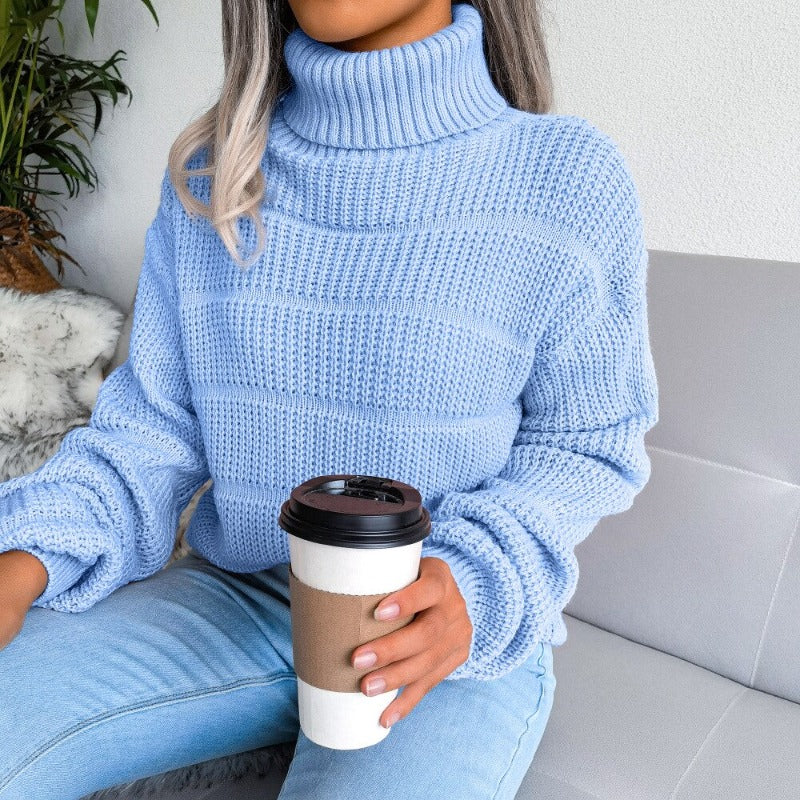 Sweter damski dziergany z golfem