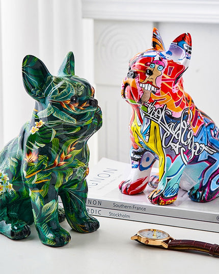 Figurka dekoracyjna kolorowa pies graffiti