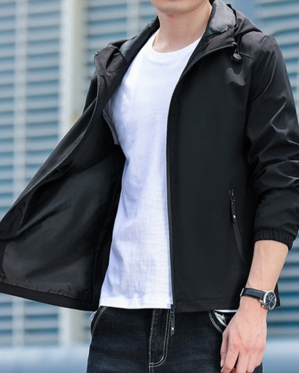 Męska kurtka przejściowa wiatrówka z kapturem