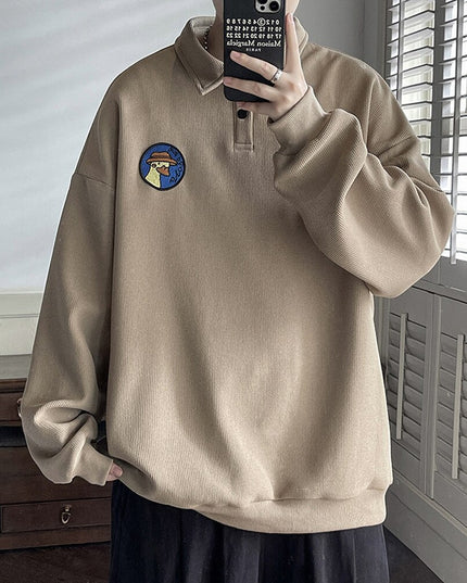 Męska bluza oversize z kołnierzykiem