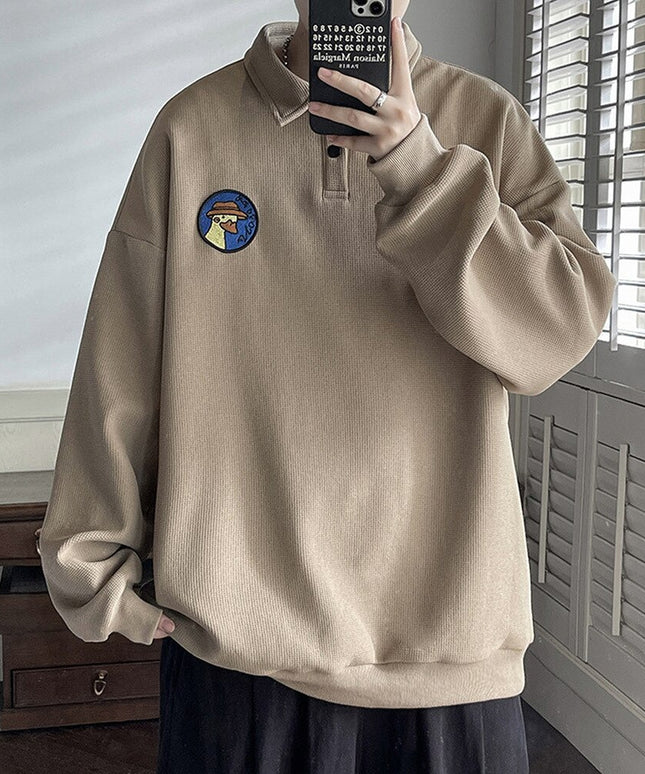 Męska bluza oversize z kołnierzykiem