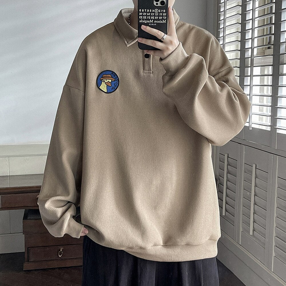 Męska bluza oversize z kołnierzykiem