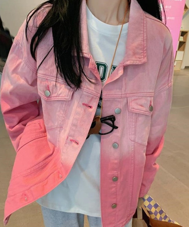 Damska kurtka jeansowa klasyczna oversize dwukolorowa