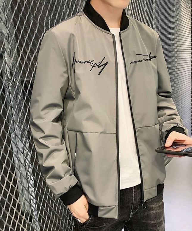 Męska kurtka przejściowa bomberka z napisem z przodu