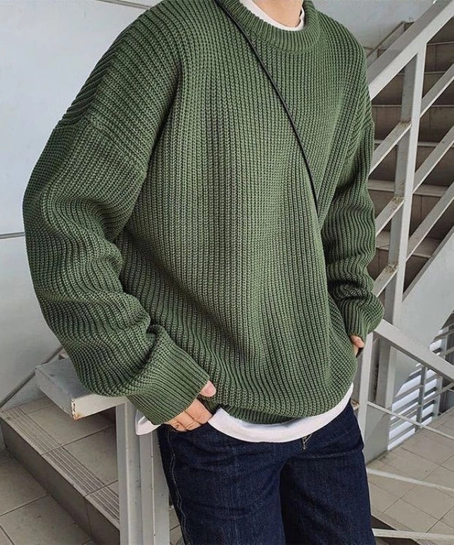 Męski sweter z dekoltem w łódkę o kroju oversize