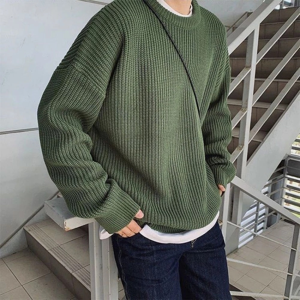 Męski sweter z dekoltem w łódkę o kroju oversize