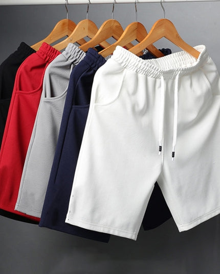 Męskie szorty z gładkiego materiału z wiązaniem