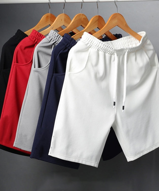 Męskie szorty z gładkiego materiału z wiązaniem