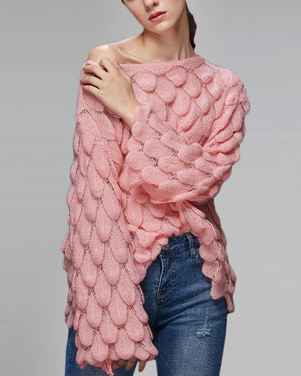 Damski sweter dziergany na jedno ramię