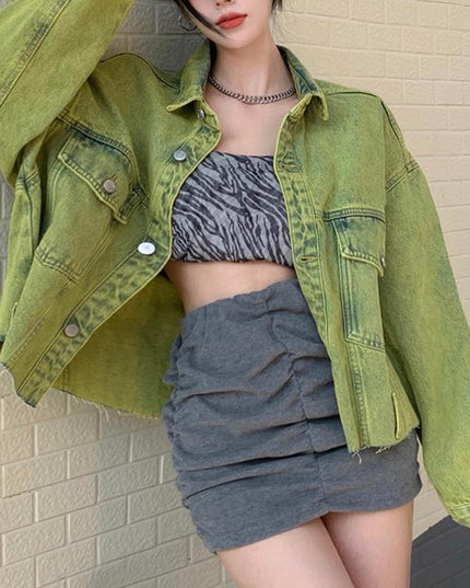 Damska kurtka jeansowa o luźnym kroju