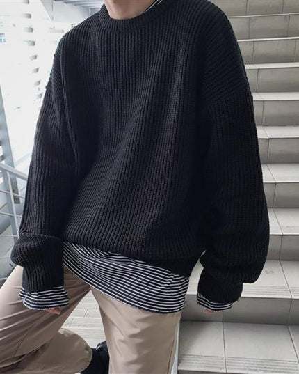 Męski sweter z dekoltem w łódkę o kroju oversize