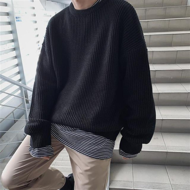 Męski sweter z dekoltem w łódkę o kroju oversize