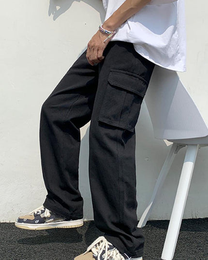 Męskie spodnie cargo z szerokimi nogawkami