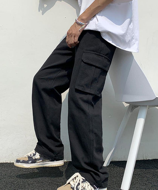 Męskie spodnie cargo z szerokimi nogawkami