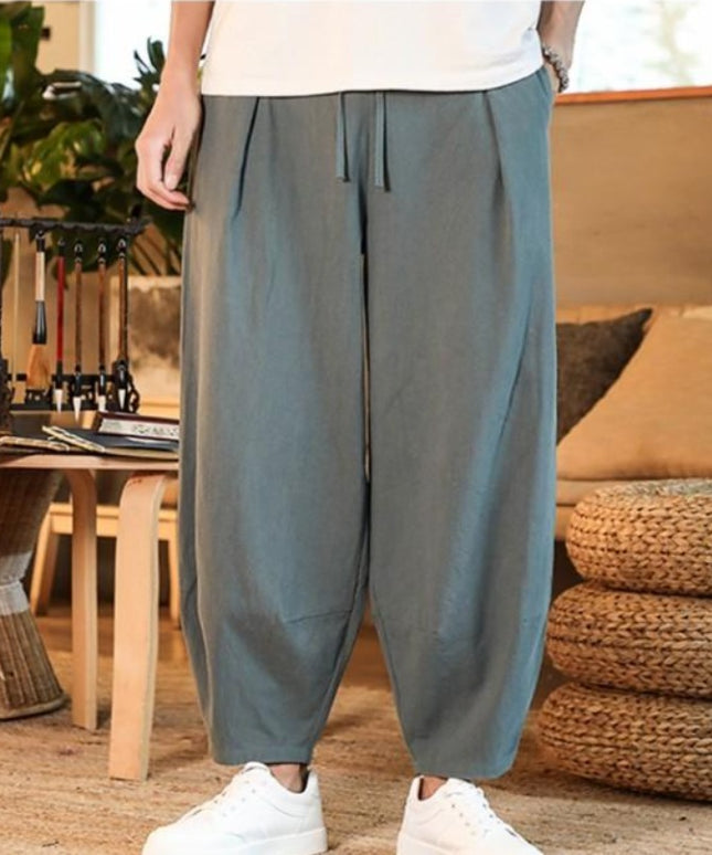 Męskie eleganckie spodnie z szerokimi nogawkami
