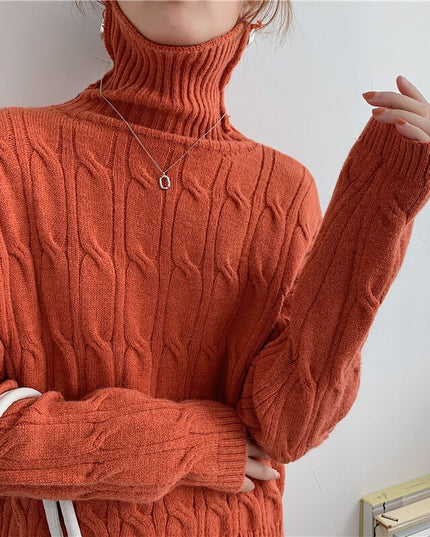 Damski sweter teksturowany z golfem