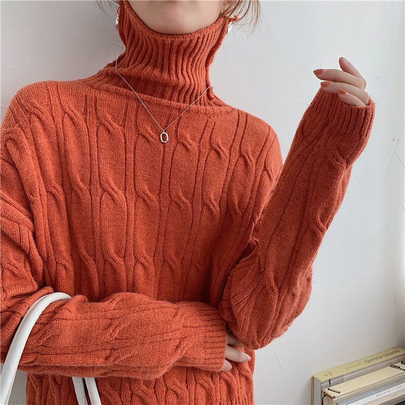 Damski sweter teksturowany z golfem