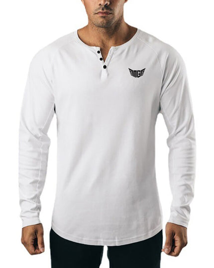 Męska koszulka z długim rękawem klasyczna z guzikami