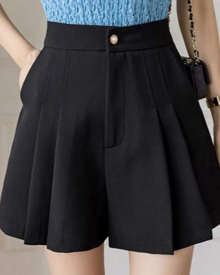 Damskie szorty eleganckie z ozdobnym guzikiem