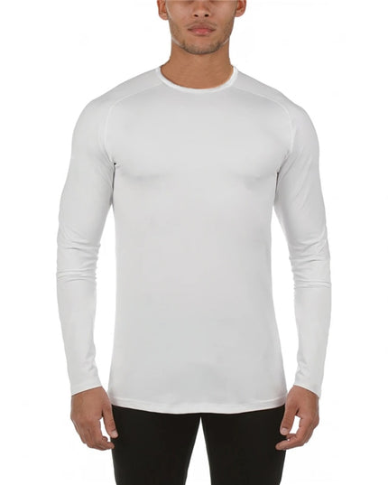 Męska koszulka z długim rękawem dopasowana z okrągłym dekoltem