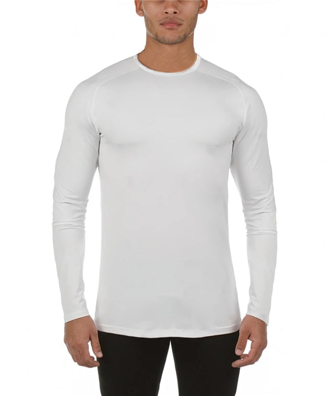 Męska koszulka z długim rękawem dopasowana z okrągłym dekoltem