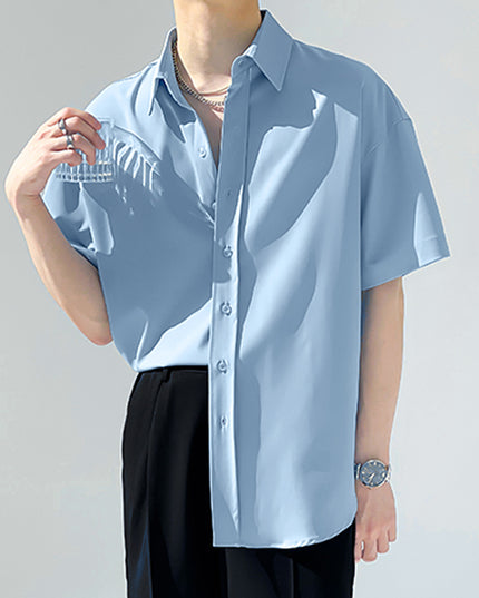 Męska koszula letnia oversize z gładkiej tkaniny