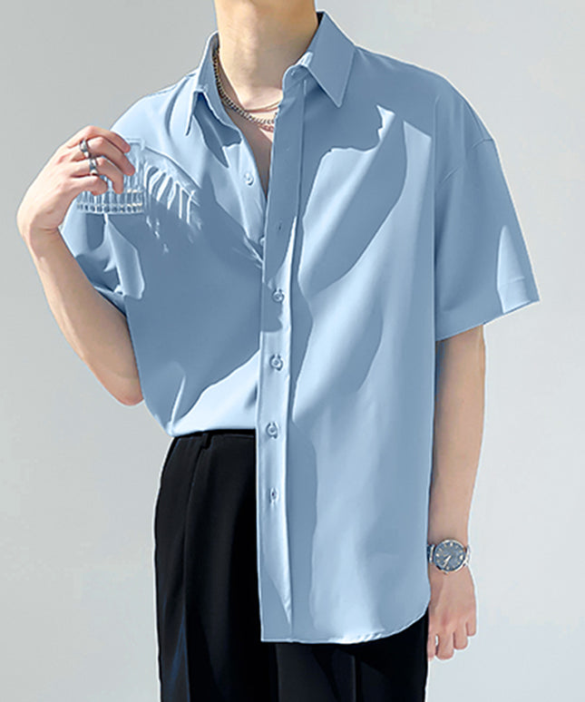 Męska koszula letnia oversize z gładkiej tkaniny