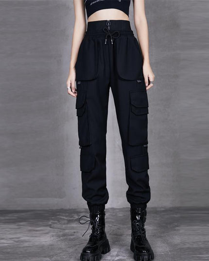 Damskie spodnie cargo z wysokim stanem