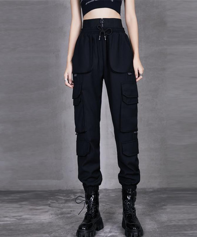 Damskie spodnie cargo z wysokim stanem