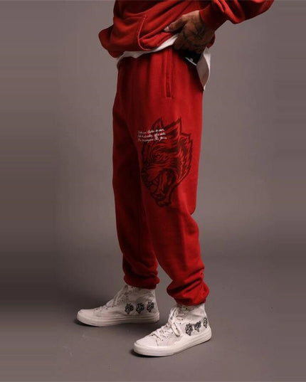 Męskie spodnie treningowe z nadrukiem wilka