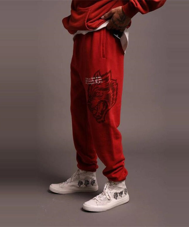 Męskie spodnie treningowe z nadrukiem wilka