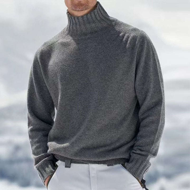 Męski sweter typu golf o prostym kroju