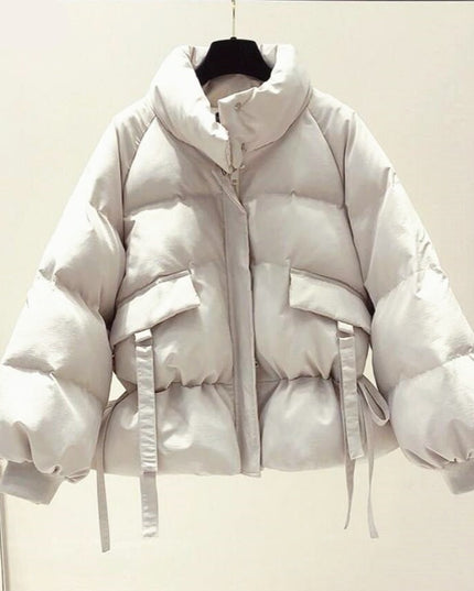 Damska kurtka zimowa z wstążkami