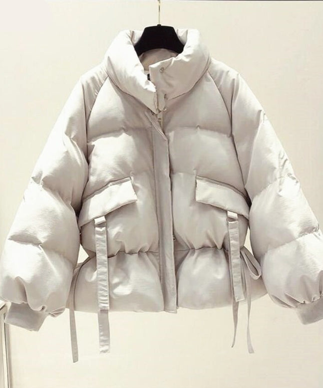 Damska kurtka zimowa z wstążkami