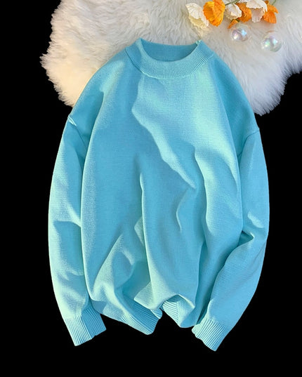 Męski sweter prążkowany z dekoltem w łódkę o kroju oversize