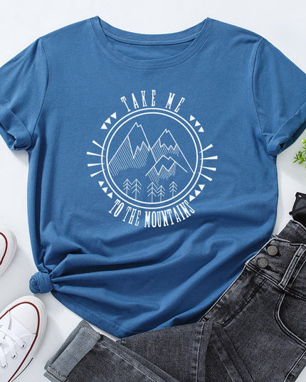 Damski T-shirt z nadrukiem z motywem gór