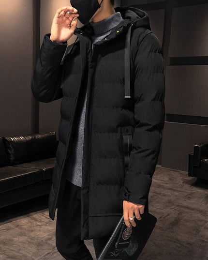 Męski płaszcz zimowy pikowany z kapturem