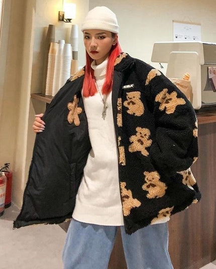 Damska kurtka zimowa dwustronna w misie