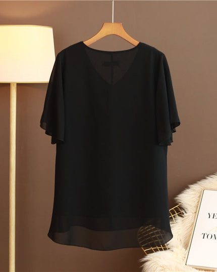 Damski T-shirt elegancki ze zwiewnego materiału