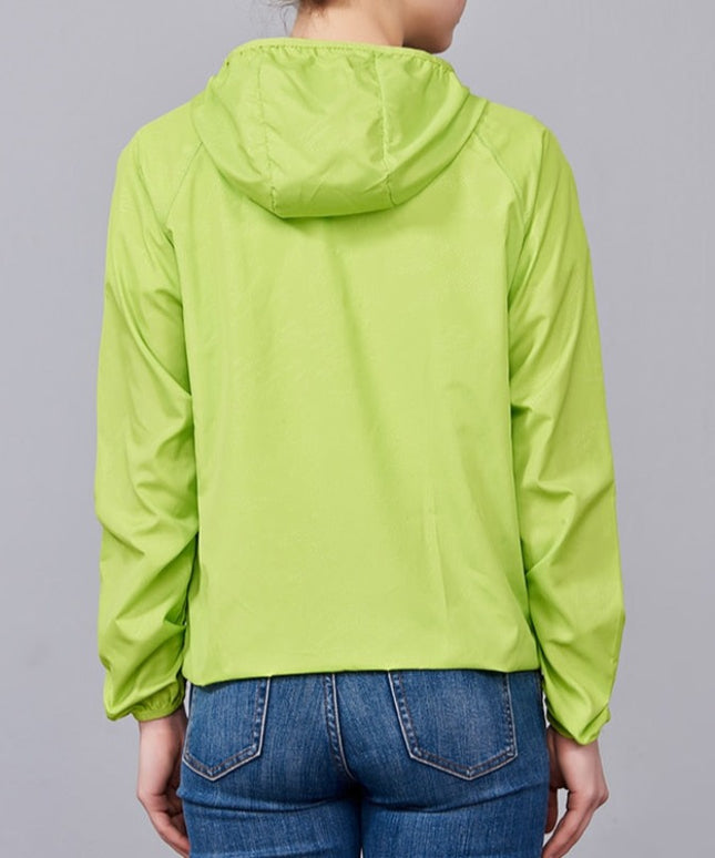 Damska kurtka przejściowa przeciwdeszczowa cienka z kapturem