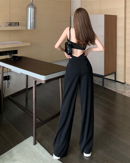 Damskie spodnie chinosy z szerokimi nogawkami i kieszeniami